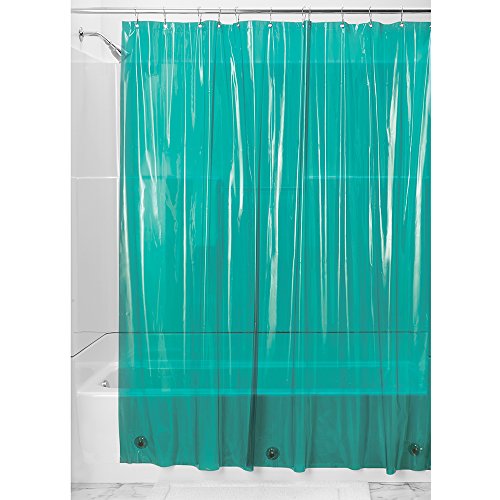 iDesign Waterproof PVC Vinyl Long-Length Bathroom Shower Curtain Liner - 72" x 84", Deep Teal