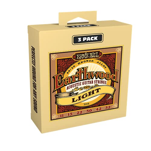 Ernie Ball Earthwood 80/20 Bronze Light Acoustic Guitar Strings 3-Pack - 11-52 Gauge (P03004)
