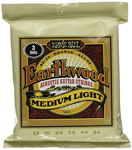 Ernie Ball Earthwood Medium Light 80/20 Bronze Sets, .012 - .054 (3 Pack)