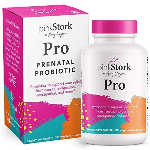 Pink Stork Pro: Prenatal Vitamin Probiotic for Women, Morning Sickness Relief, Immune Health + Gut Health + Nausea Relief + Digestion, Probiotics for Pregnant Women, Women-Owned, 30 Capsules