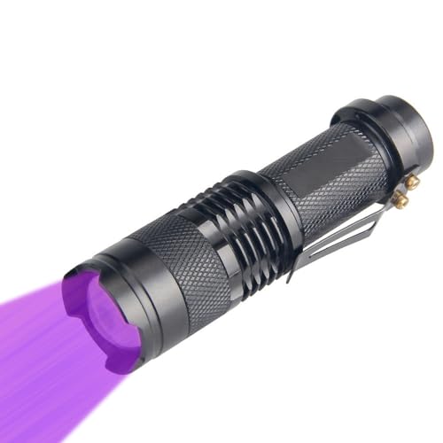 WINDFIRE Mini Zoomable 3 Modes UV-Ultraviolet Led Blacklight Flashlight AA/14500 Rechargeable Battery Torch for Money Detector, Leak Detector and Cat-Dog-Pet Urine Detector (Battery not Included)