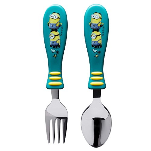 Book Cover Zak Designs Despicable Me Easy Grip Flatware Fork And Spoon Utensil Set – Perfect for Toddler Hands With Fun Characters, Contoured Handles And Textured Grips, Despicable Me