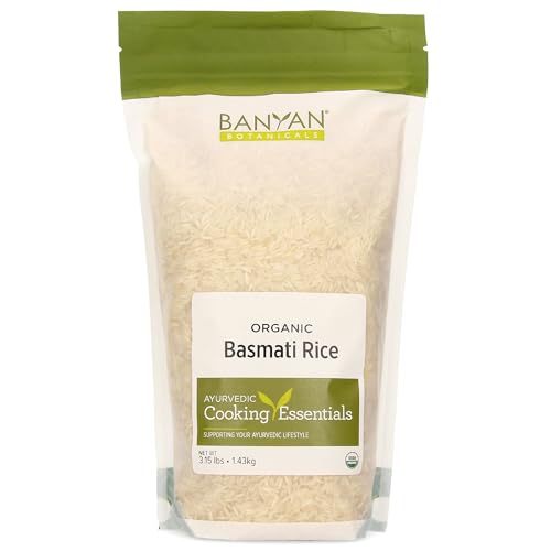 Banyan Botanicals Organic White Basmati Rice – Low-Glycemic Long Grain Rice – Easy to Digest for Kitchari, Gut Health & Metabolic Balance – 5 lbs. – USDA Organic