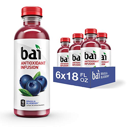 Bai Flavored Water, Brasilia Blueberry, Antioxidant Infused Drinks, 18 Fl Oz (Pack of 6)