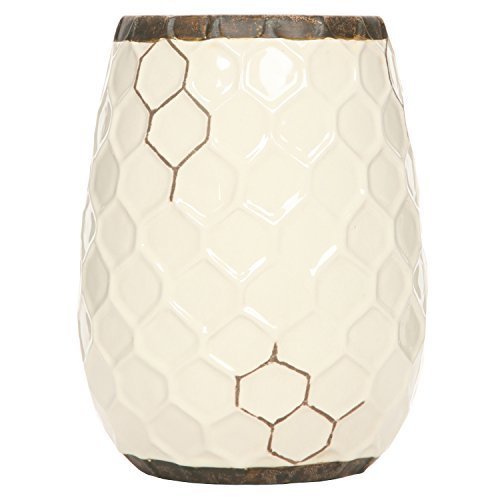 Hosley Ceramic Honeycomb Vase 7.5 Inch High. Ideal Gift for Weddings Spa Flower Arrangements O9