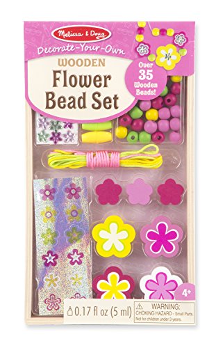 Book Cover Melissa & Doug Decorate-Your-Own Wooden Flower Bead Jewelry-Making Craft Kit