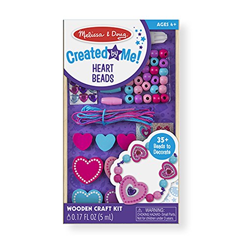 Book Cover Melissa & Doug Decorate-Your-Own Wooden Heart Bead Set and Jewelry-Making Kit