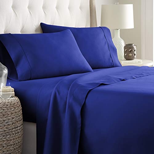 Book Cover Hotel Luxury Bed Sheets Set-1800 Series Platinum Collection-Deep Pocket,Wrinkle & Fade Resistant (Queen,Royal Blue)