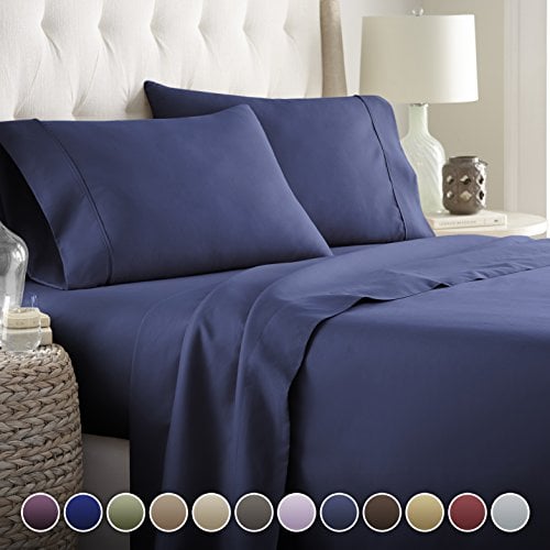 Book Cover Hotel Luxury Bed Sheets Set- 1800 Series Platinum Collection-Deep Pocket,Wrinkle & Fade Resistant(King,Navy Blue)