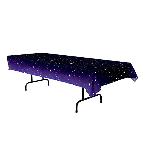 Starry Night Tablecover Party Accessory (1 Count) (1/pkg) Pkg/3 Pkg of 3 Black, White, Blue