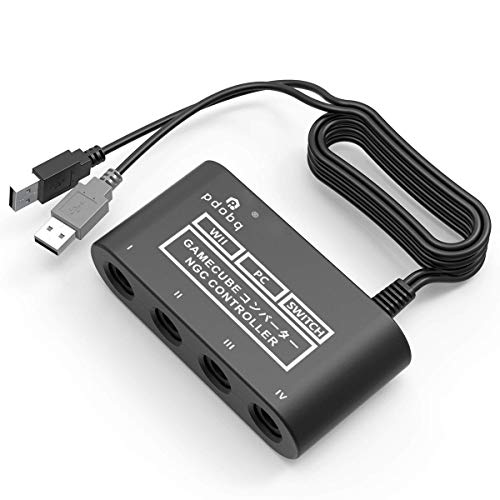 Book Cover GameCube Controller Adapter. Super Smash Bros GameCube Adapter for Wii u, Pc, Switch. No Driver Need and Easy to Use. 4 Port Black Gamecube Adapter(Improved version)