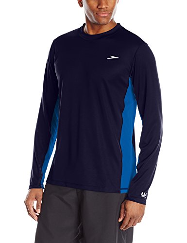 Speed Men's Long Sleeve Rash Guard Swim Shirt with UV and UPF 50+ Protection