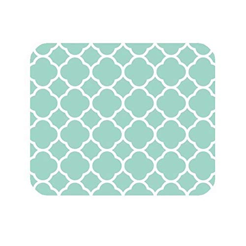 Book Cover Non-Skid Natural Rubber Back Mint Quatrefoil Pattern Teal Turquoise Design Soft Mouse Pad Gaming Mousepad
