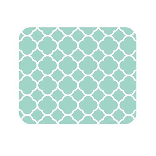 Non-Skid Natural Rubber Back Mint Quatrefoil Pattern Teal Turquoise Design Soft Mouse Pad Gaming Mousepad