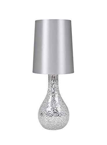Book Cover Urban Shop Mosaic Glass Lamp with Satin Shade, Silver