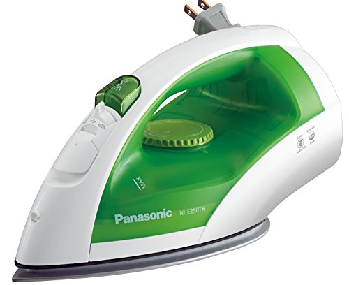 Panasonic Dry and Steam Iron with Titanium Coated Soleplate, Precision Temperature Dial â€“ 1200 Watt â€“ NI-E250TR (White/Green),Medium