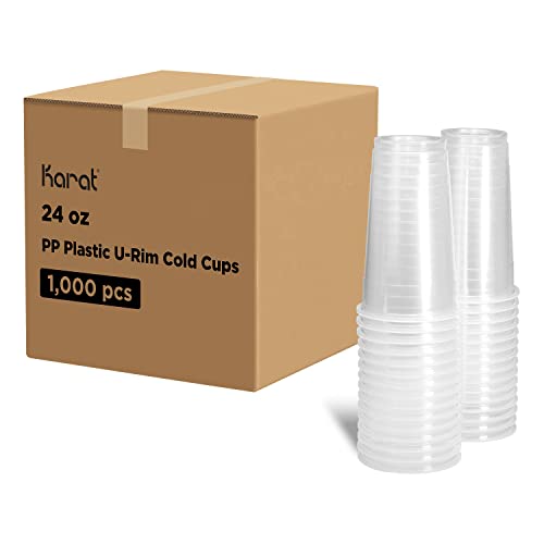 Karat Translucent PP U-Rim Cups 24 oz 700 cc (95mm), 1000 Pcs C1012-K