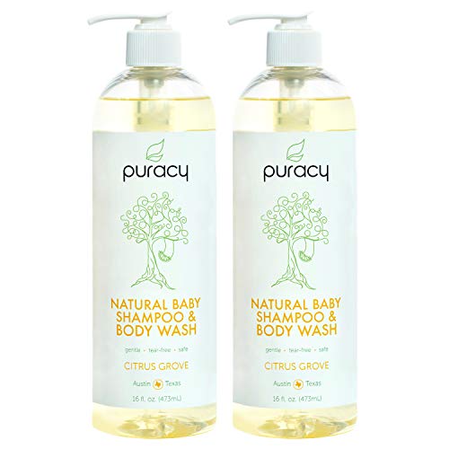 Puracy Natural Baby Shampoo & Body Wash, Tear-Free Soap, Sulfate-Free, 16 Ounce (2-Pack)