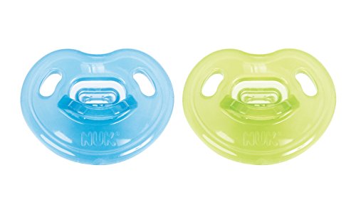 Book Cover NUK Newborn 100% Silicone Orthodontic Pacifier, 0-3 Months, Blue/Green, 2pk