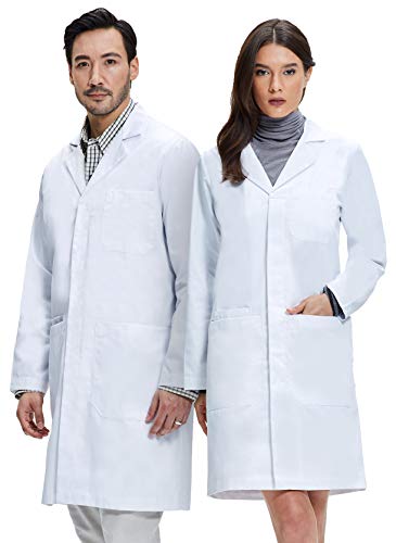Dr. James Professional Lab Coat,100% Cotton, Classic Fit, White, 39 Inch Length (M)