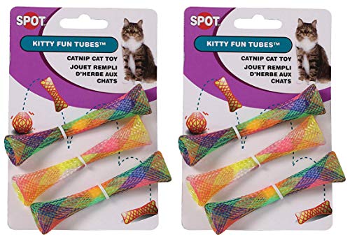 SPOT Ethical Pet Catnip Cat or Kitten Toy, Colorful Fun Tubes. Interactive Bouncy cat Toy, Assorted Color