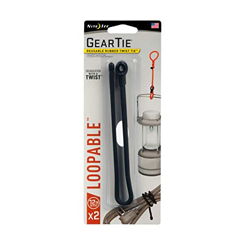 Nite Ize GLS12-01-2R7 Gear Tie, 12-Inch (2-Pack), Black