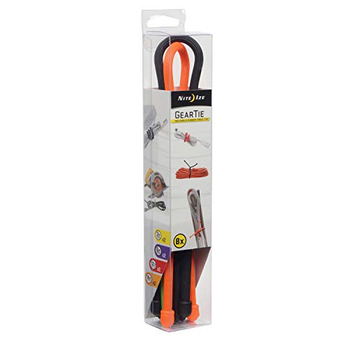 Nite Ize Original Gear Tie, Reusable Rubber Twist Tie, Assorted Colors and Sizes, 8 Pack, Made in the USA