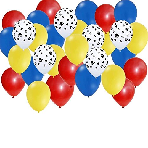 Book Cover Amscan Paw Party Balloons, Paw Print, Red/Yellow/Blue, Set of 30