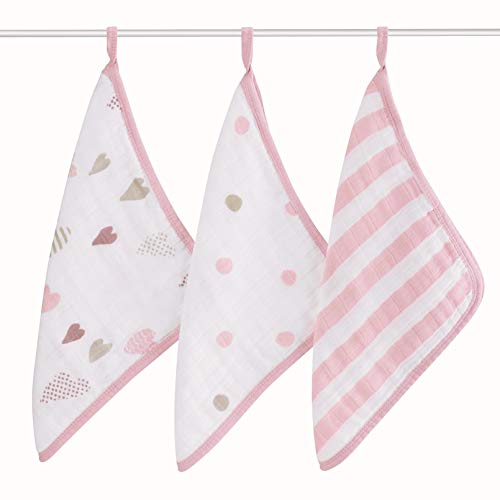 Aden+Anais Washcloths Sets 3 pack, Heartbreaker, Heartbreaker