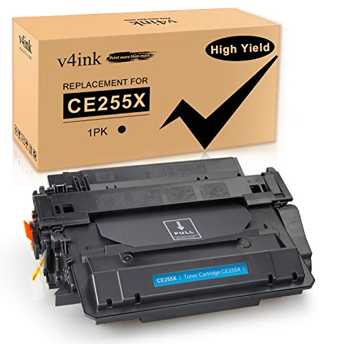 v4ink Compatible CE255X Toner Cartridge Replacement for HP 55X CE255X 55A CE255A 12500 Pages for HP P3015 P3015dn P3015x HP Enterprise Pro 500 MFP M525 M521 M521dn M521dw Printer