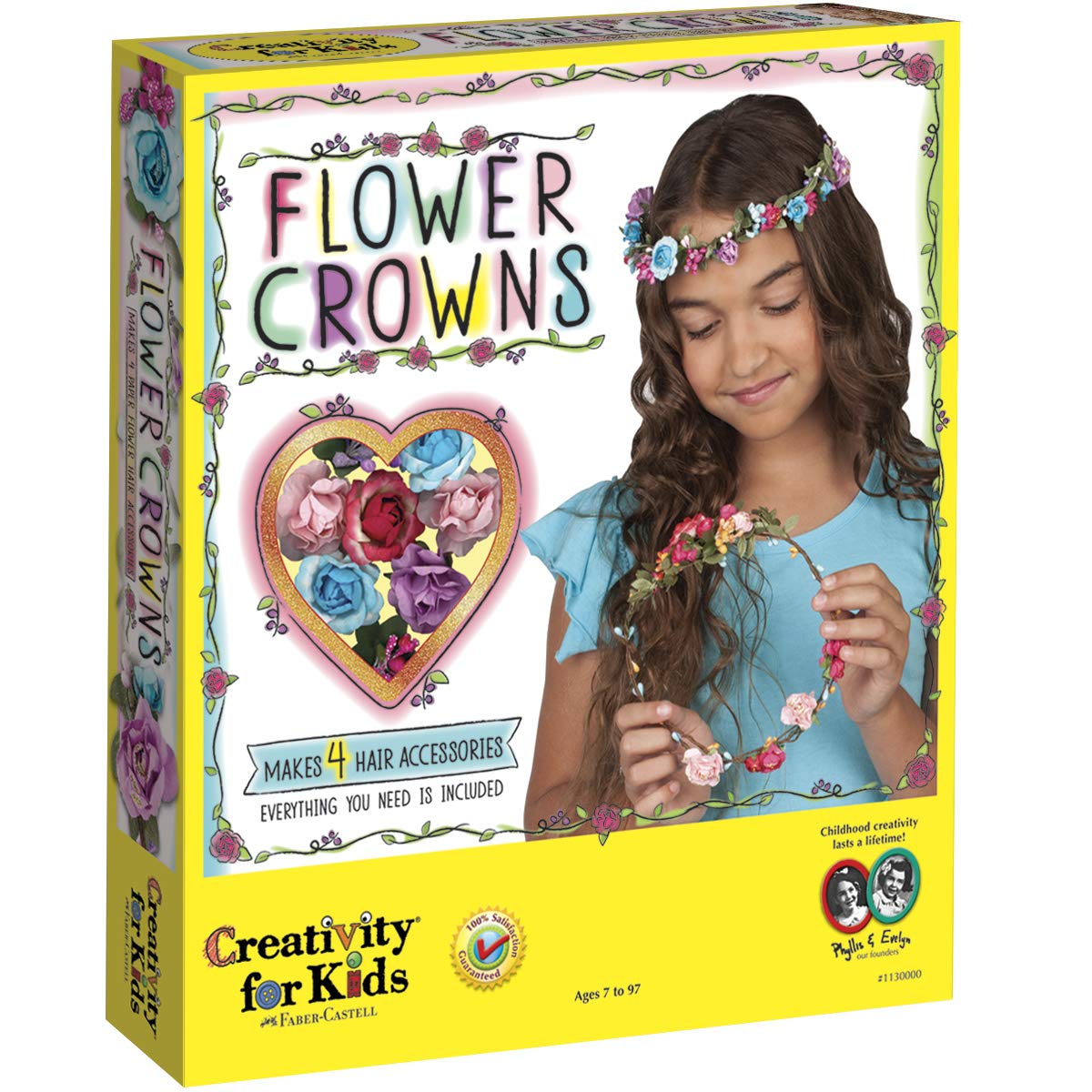 Book Cover Creativity for Kids Flower Crowns Craft Kit - Create 4 Hair Accessories Flower Crowns Kit