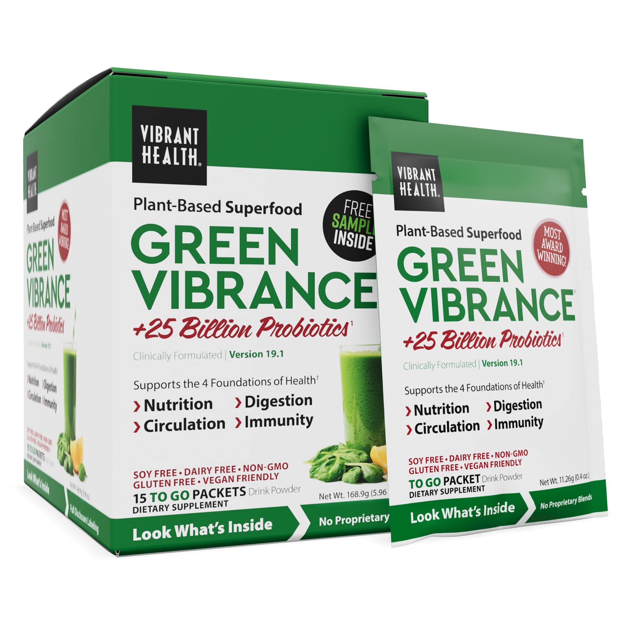 Book Cover Vibrant Health, Green Vibrance Packets, Travel-Friendly Vegan Superfood Powder, 15 Packets (FFP) Frustration-Free Packaging
