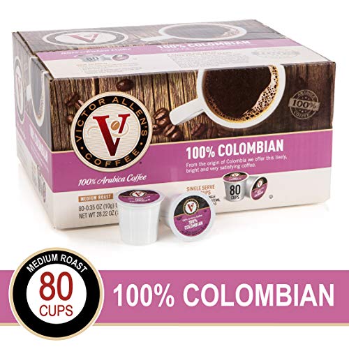 Book Cover 100% Colombian for K-Cup Keurig 2.0 Brewers, 80 Count, Victor Allen's Coffee Medium Roast Single Serve Coffee Pods