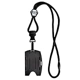 Metal Detector Friendly Lanyard with Badge Holder - 2 Card Display - Double Sided Open Face Horizontal/Vertical - Breakaway Cord - Detachable Plastic Clip - Quick Release Buckle by Specialist ID