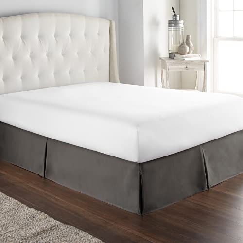 HC Collection Gray California King Bed Skirt - Dust Ruffle w/ 14 Inch Drop - Tailored, Wrinkle & Fade Resistant