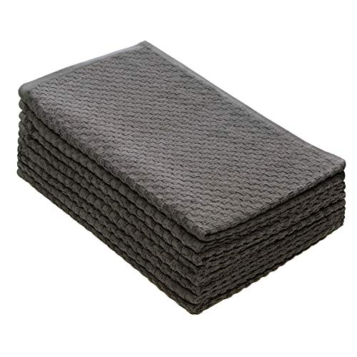 COTTON CRAFT Euro CafÃ© Set of 8 Waffle Weave Pure Cotton Super Absorbent Multipurpose Kitchen Towels, Dishcloths, Tea Towels, Charcoal