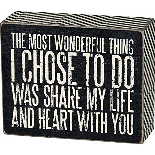 Book Cover Primitives by Kathy 23610 Chevron Trimmed Box Sign, 4 x 5-Inches, Share My Life