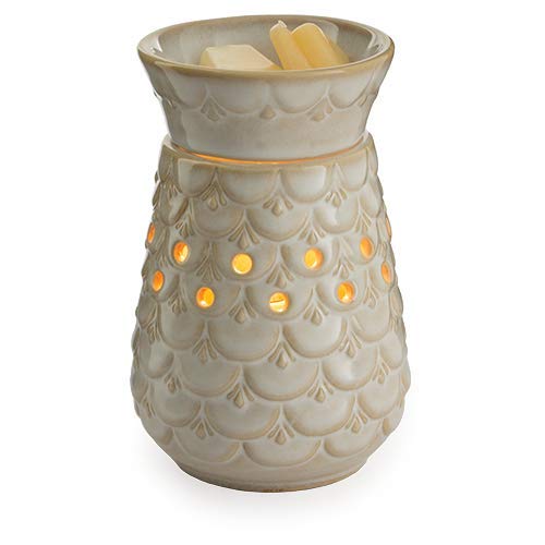 Book Cover Candle Warmers Etc. Midsized Illumination Fragrance Warmer- Light-Up Warmer For Warming Scented Candle Wax Melts and Tarts or Essential Oils To Freshen Room, Scalloped Vase
