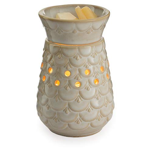 Candle Warmers Etc. Midsized Illumination Fragrance Warmer- Light-Up Warmer For Warming Scented Candle Wax Melts and Tarts or Essential Oils To Freshen Room, Scalloped Vase