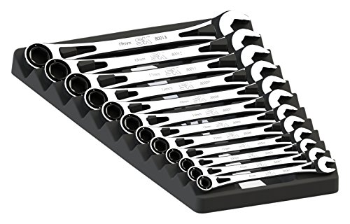 SK Tools USA 12 Piece, 6 Point, Metric X-Frame® Combination Ratcheting Wrench Set | 80019