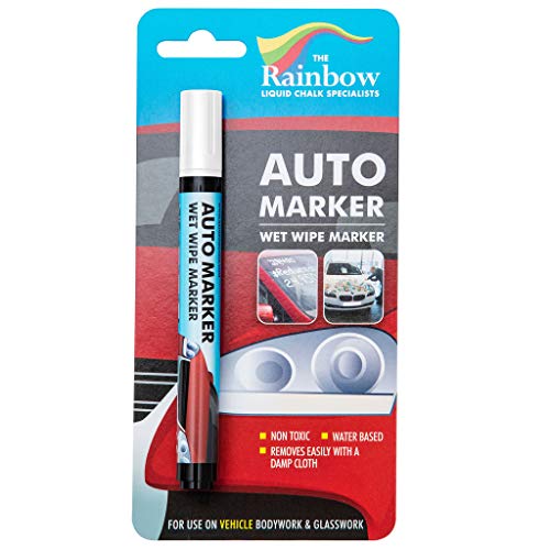 Car Marker Pens Auto Writer White - Windows, Glass, Tire, All Surfaces - Any Motorcycle, Truck or Bicycle, Wet Erase Removable Markers Pen (White, Narrow, 5mm Tip)