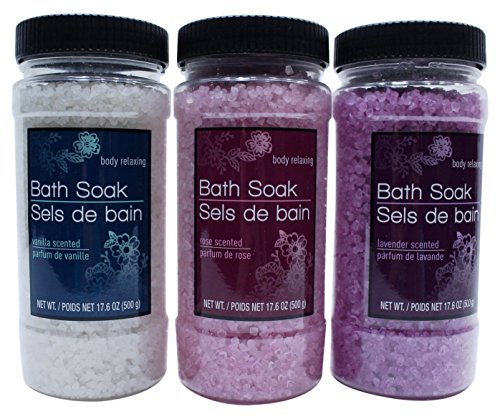 Greenbrier Body Relaxing Bath Salts Scented Spa, Rose Lavender Vanilla Mineral Set, 17.6 oz.