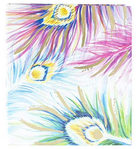 bloom daily planners Binder (+) 3 Ring Binder (+) 1 Inch Ring (+) 10" x 11.5" - Watercolor Peacock Feathers with Gold Foil