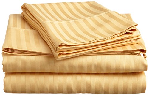 Sarah Ashley Elegante 1800 Count Egyptian Comfort Striped 4pc King Bed Sheet Set, Gold