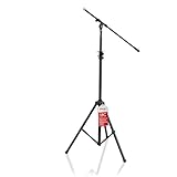Pyle Heavy Duty Microphone Stand-Height Adjustable from 51.2'' to 78.75'' Inch High w/Extendable Telescoping Boom Arm 29.5'' and Stable Tripod Base-Clutch in T-Bar Adjustment Point PMKS56