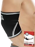 Nordic Lifting Elbow Sleeves (1 Pair) Support & Compression for Weightlifting, Powerlifting, CrossFit & Tennis - 5mm Neoprene Sleeve as the Best Brace - Women & Men (Black, Large)