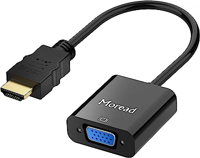 Book Cover Moread HDMI to VGA, Gold-Plated HDMI to VGA Adapter (Male to Female) for Computer, Desktop, Laptop, PC, Monitor, Projector, HDTV, Chromebook, Raspberry Pi, Roku, Xbox and More - Black