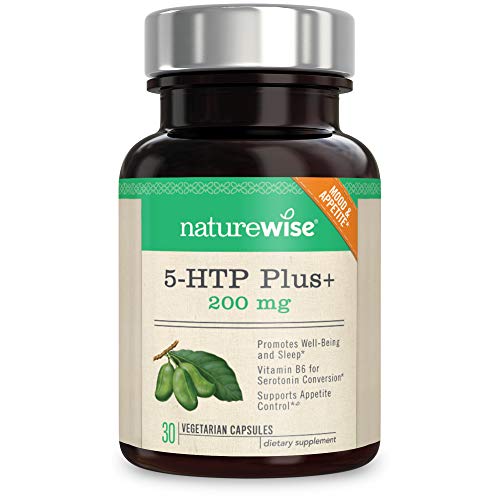 NatureWise 5-HTP Max Potency 200mg | Mood Support, Natural Sleep Aid & Helps Curb Appetite | Delayed Release Capsules Easy on The Stomach | Enhanced w/ Vitamin B6 | Non-GMO [1 Month Supply - 30 Count]