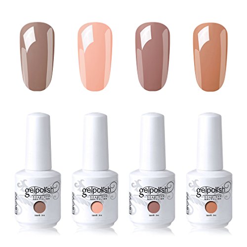 Elite99 Gel Nail Polish Soak Off UV LED Nail Art Lacquer Manicure Kit Nude Color Series Set + Gel Nail Remover Wraps 20pcs