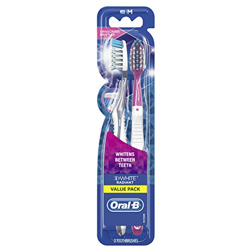 Book Cover Oral-B 3D White Radiant Whitening Toothbrush 40 Medium 2 Count ( Color May Vary )